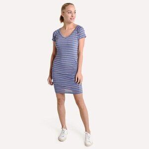 Anthropologie Sundry T-Shirt Dress M Striped Ruched Bodycon Casual Slub Spandex